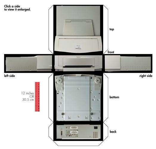 Hewlett-Packard PhotoSmart PC photography system: printer - six views.