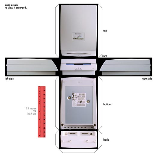 Hewlett-Packard PhotoSmart PC photography system: scanner - six views.