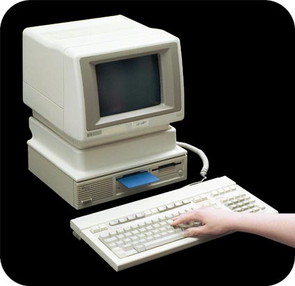 Hewlett-Packard-150 Touchscreen Personal Computer with Hewlett-Packard 9121 Dual Drives - 3/4 view.