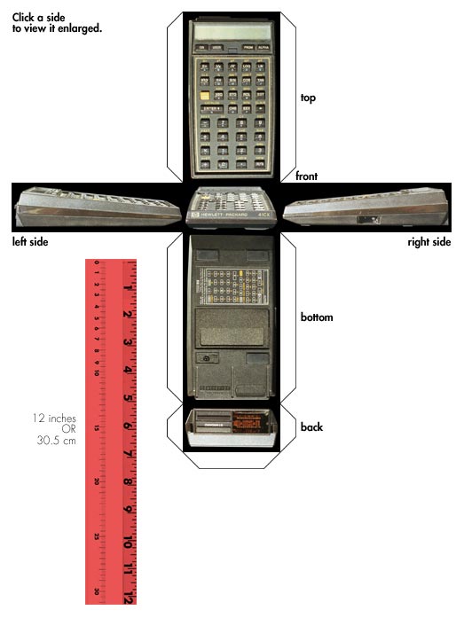 Hewlett-Packard-41CX alphanumeric handheld computer - six views.